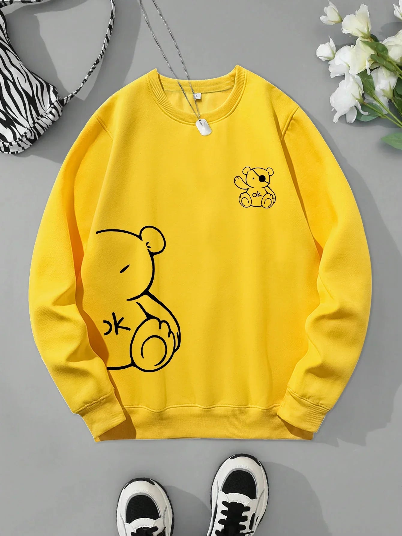 Unisex Cat Sweater β Minimalist Oversized Sweater with Cat Line Print