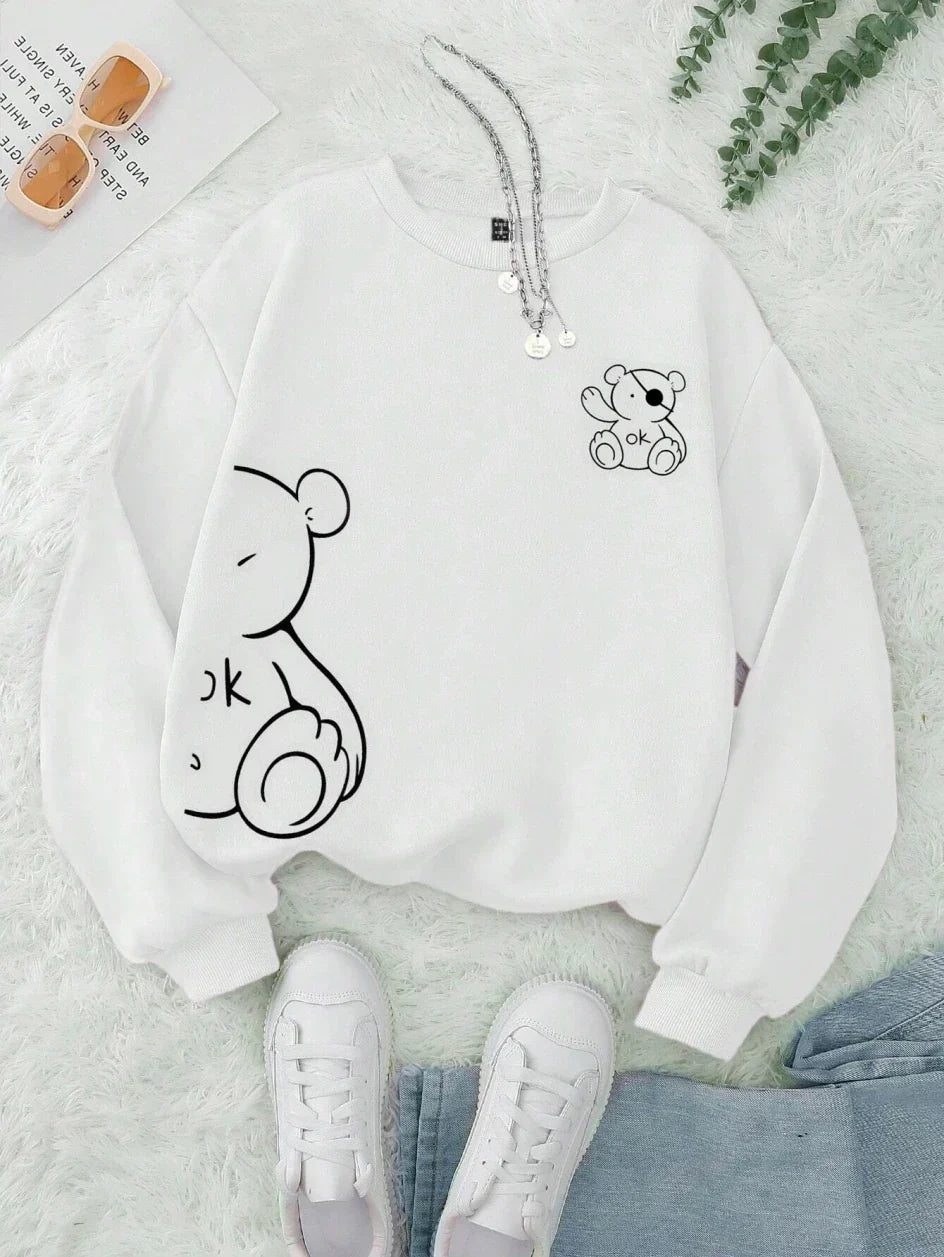 Unisex Cat Sweater β Minimalist Oversized Sweater with Cat Line Print