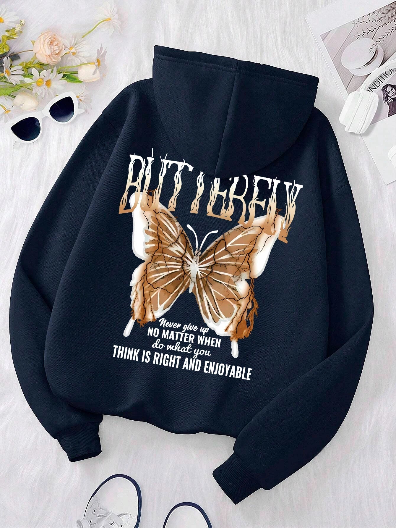 Butterfly Print Sweater – Oversized Unisex