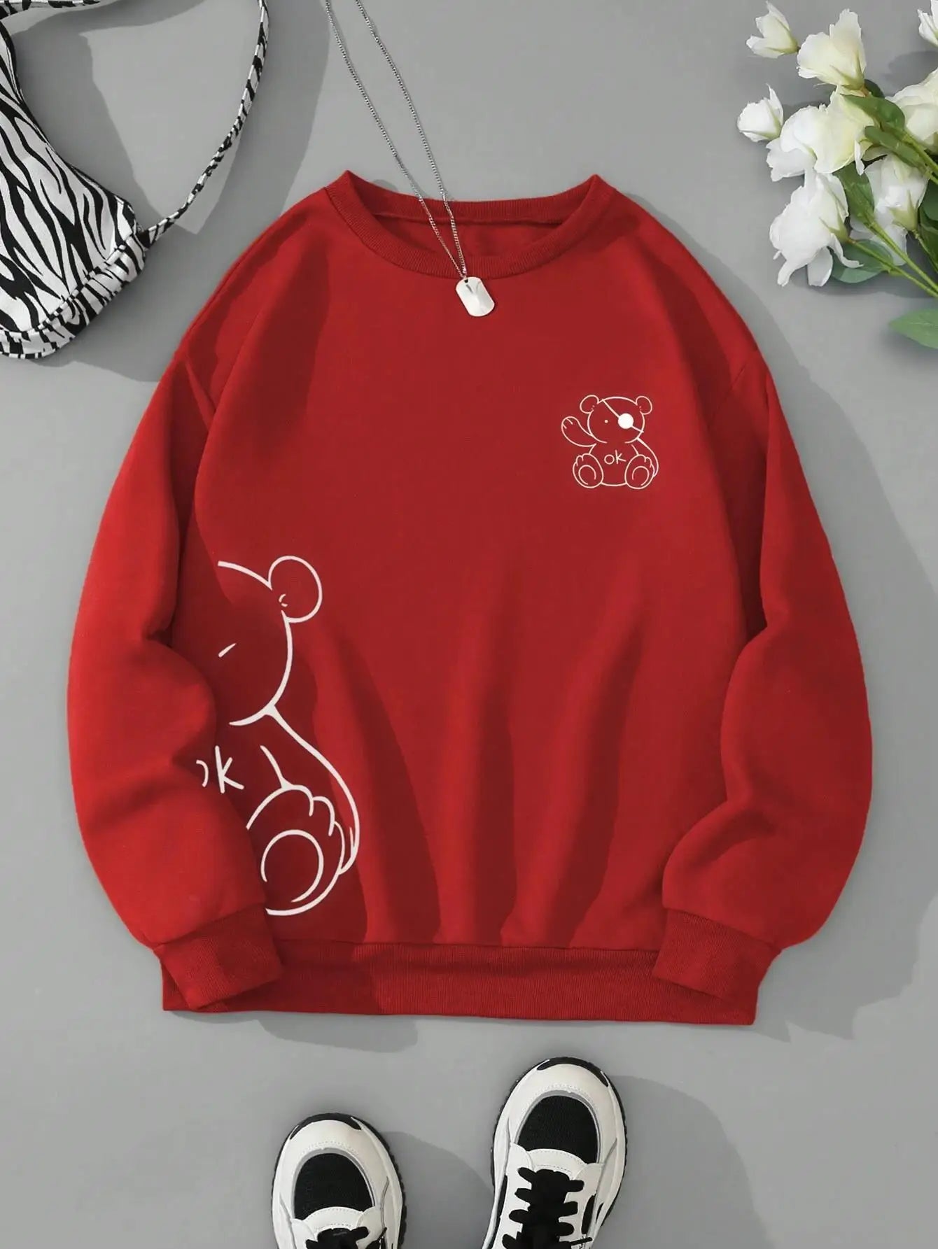 Unisex Cat Sweater β Minimalist Oversized Sweater with Cat Line Print