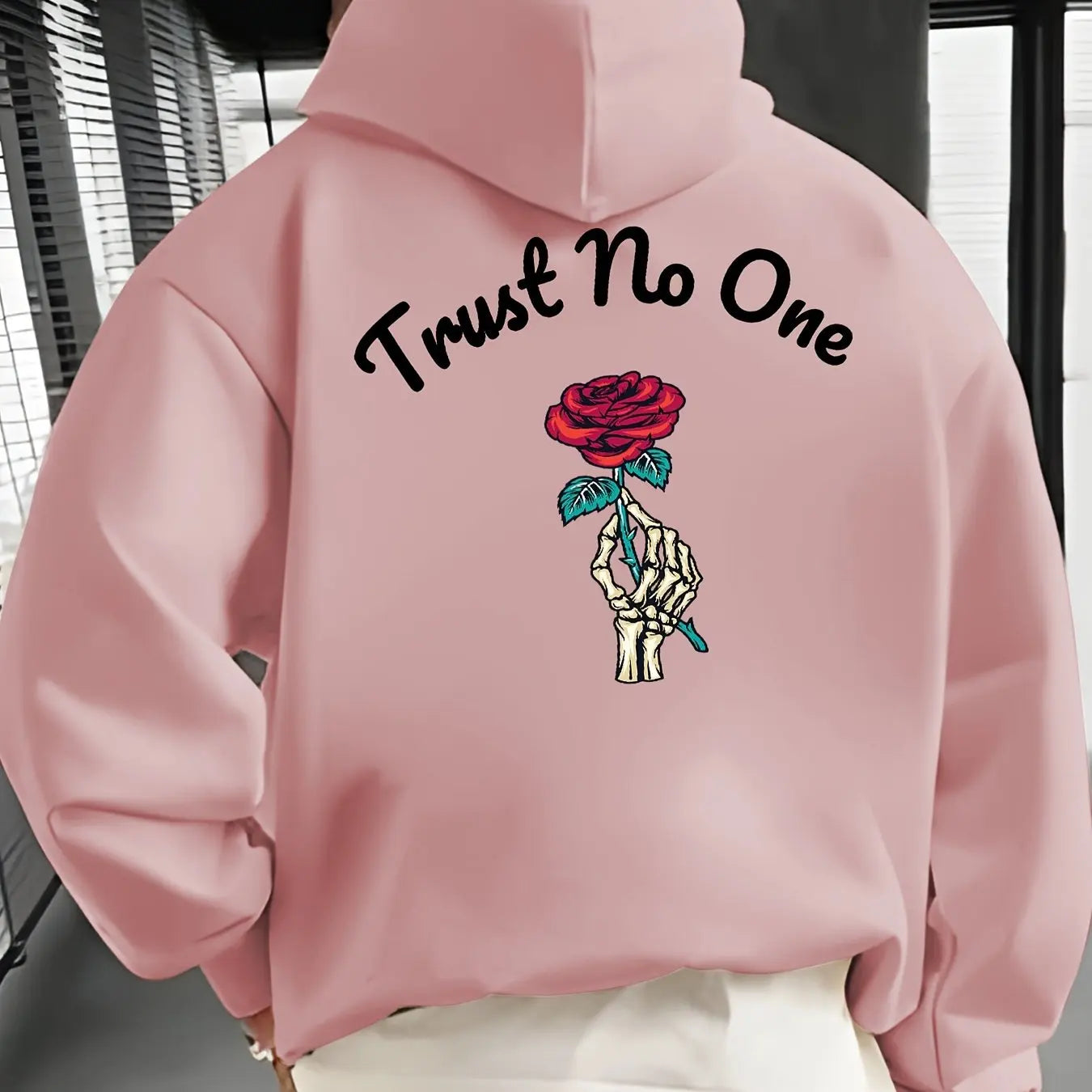 Trust No One" Hoodie - Unisex Streetwear Sweater with Rose Design