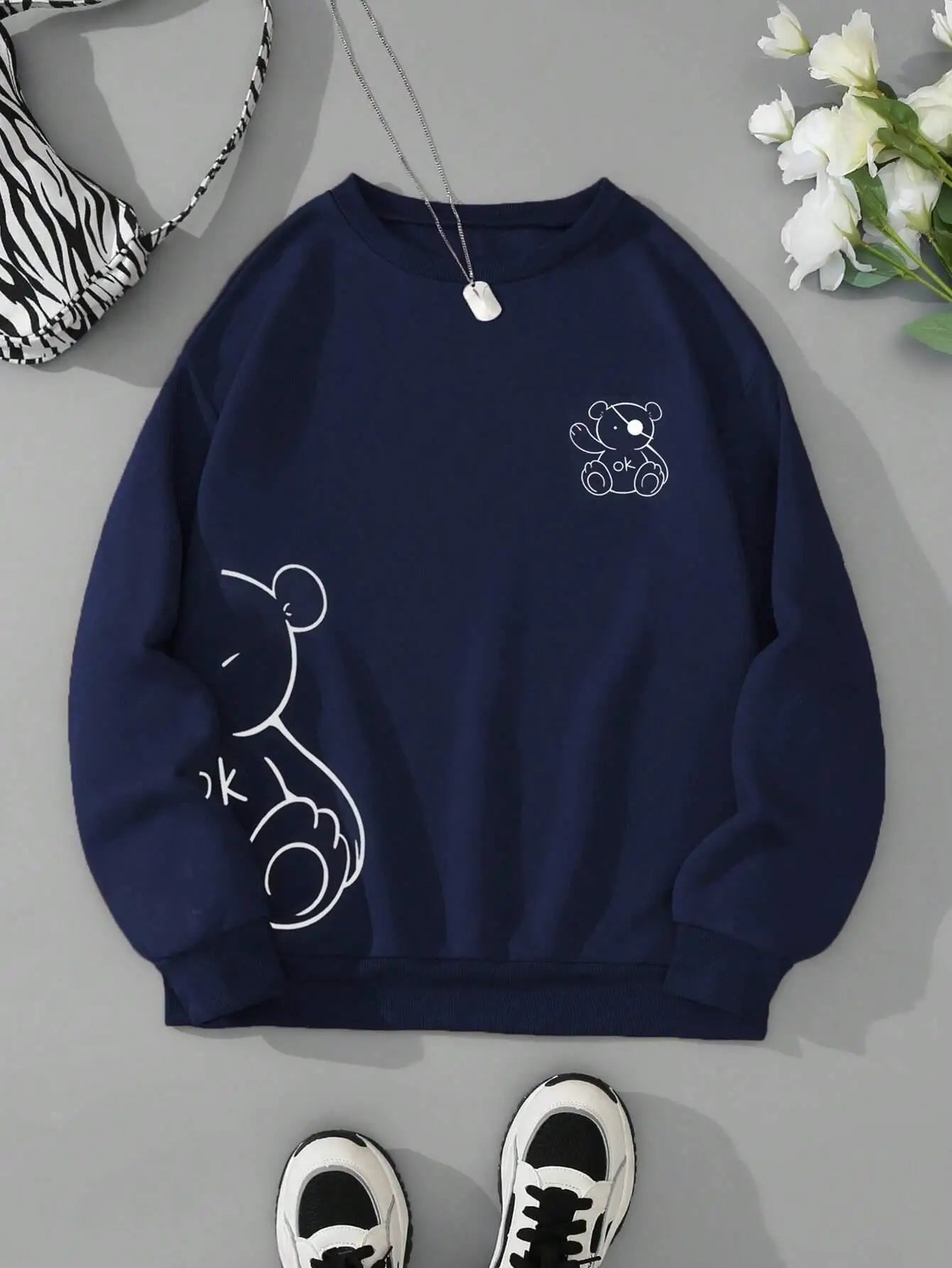 Unisex Cat Sweater β Minimalist Oversized Sweater with Cat Line Print