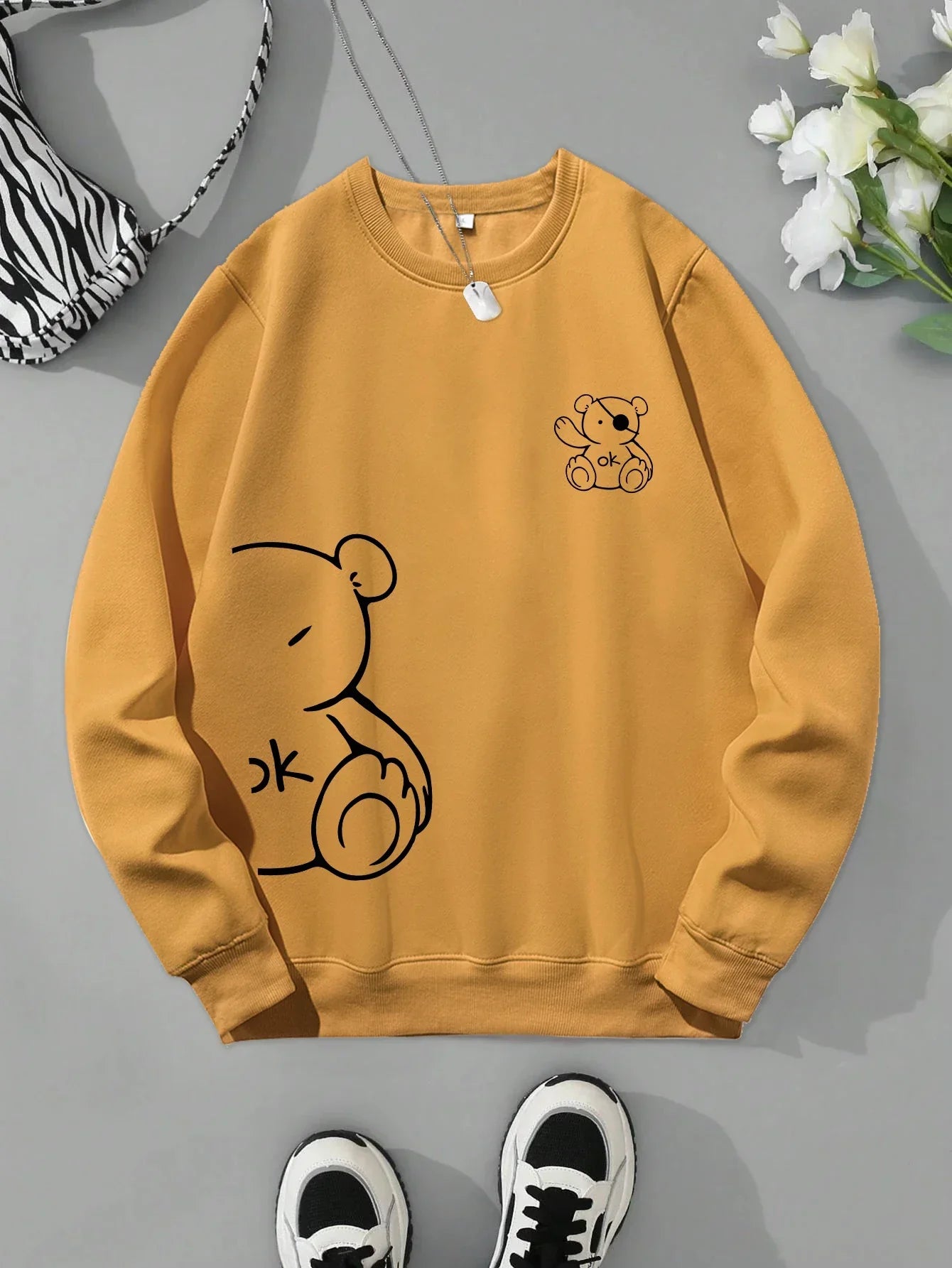 Unisex Cat Sweater β Minimalist Oversized Sweater with Cat Line Print