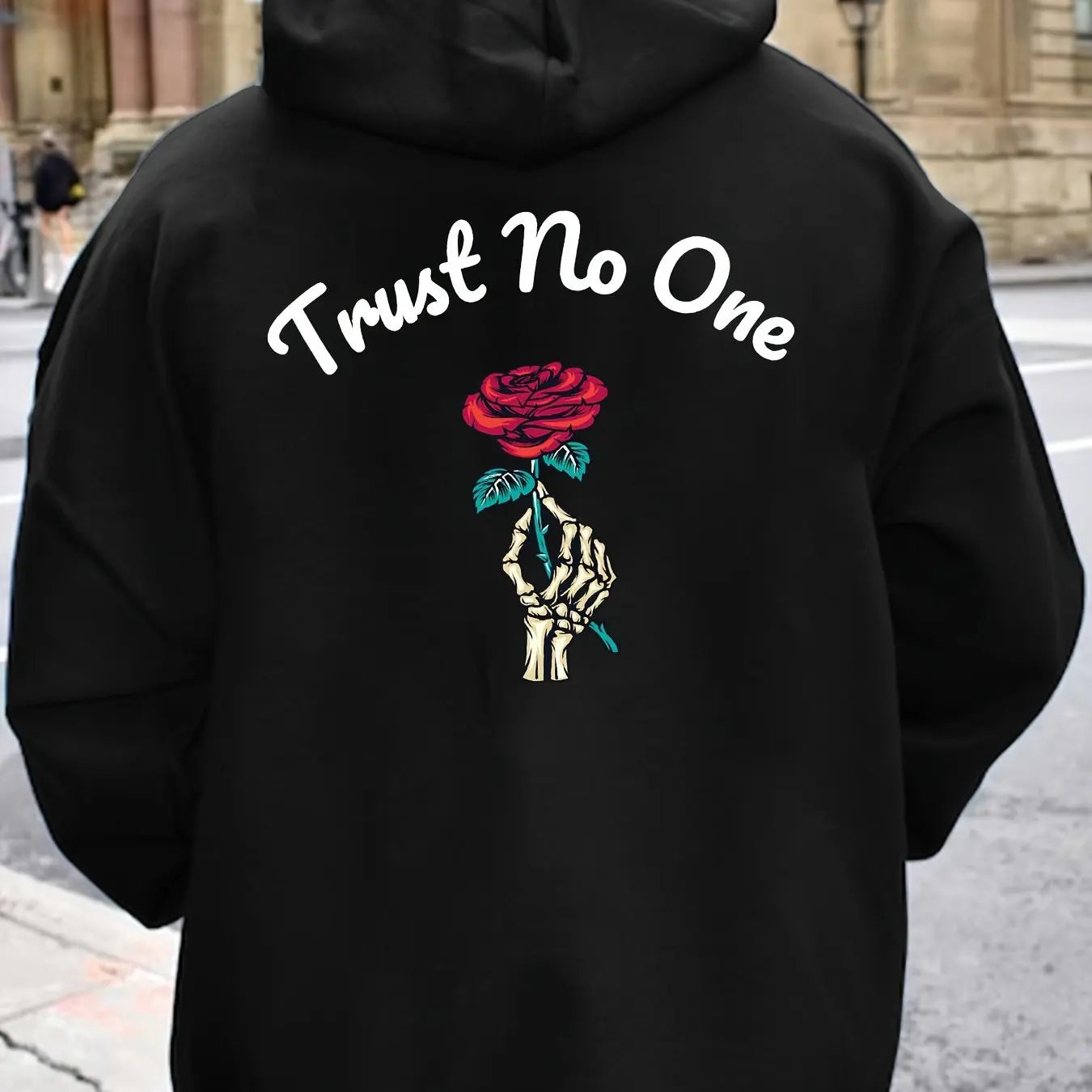 Trust No One" Hoodie - Unisex Streetwear Sweater with Rose Design