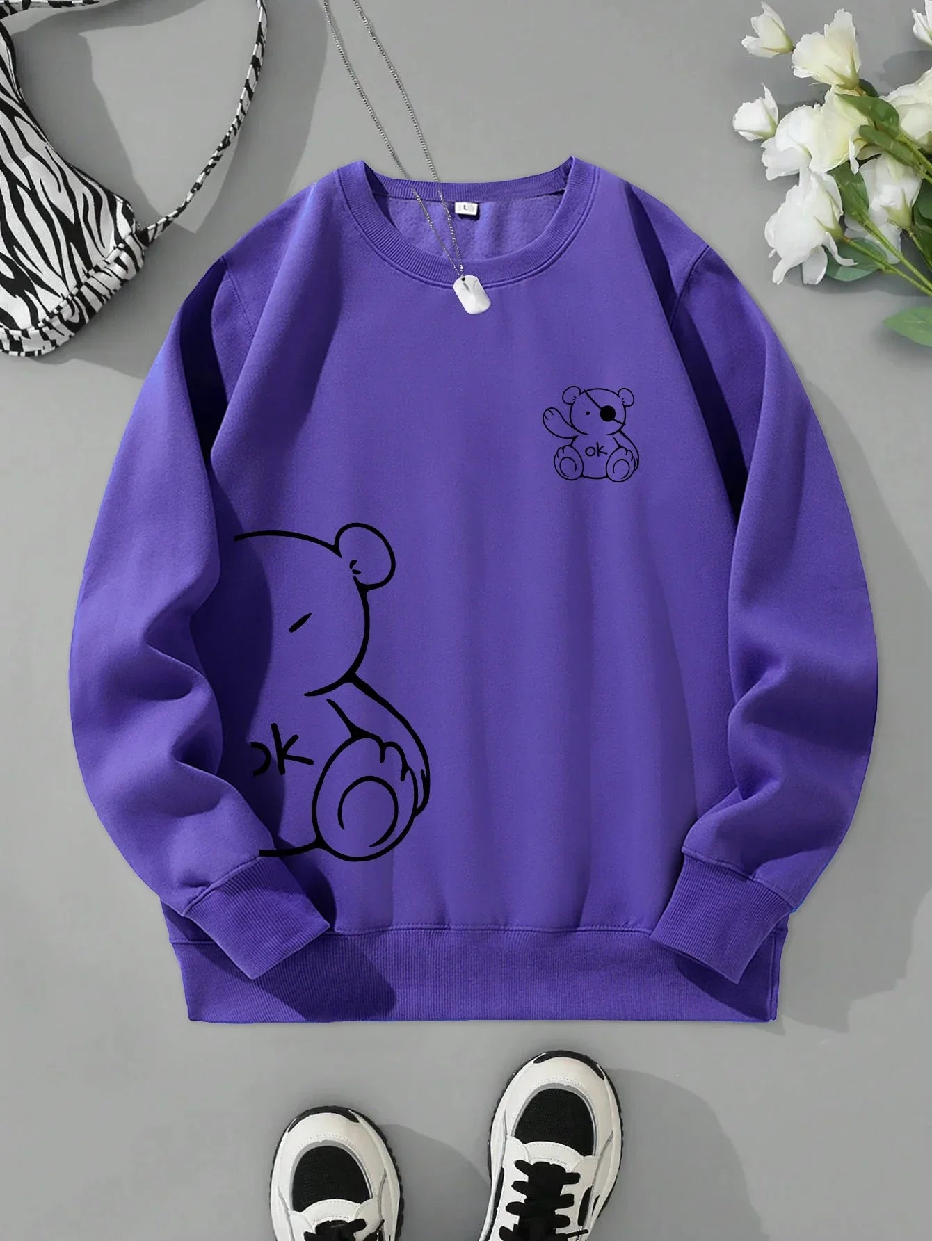 Unisex Cat Sweater β Minimalist Oversized Sweater with Cat Line Print